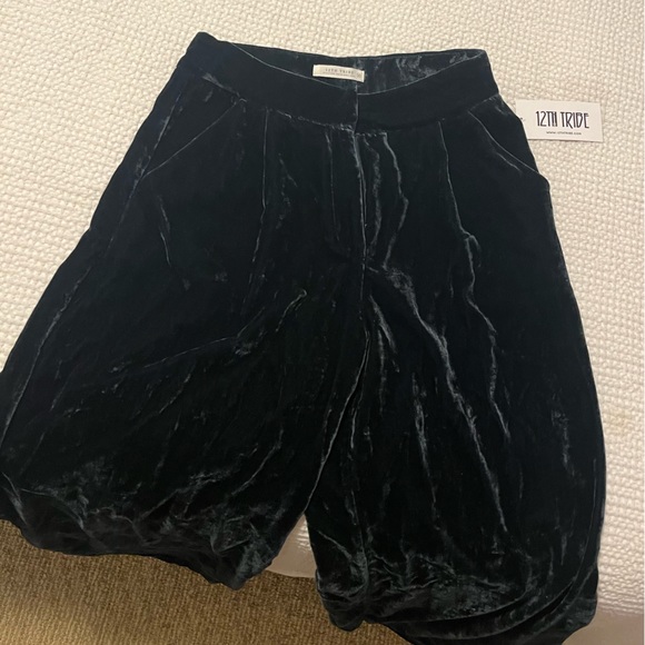 Navy velvet wide leg pants - Picture 5 of 5